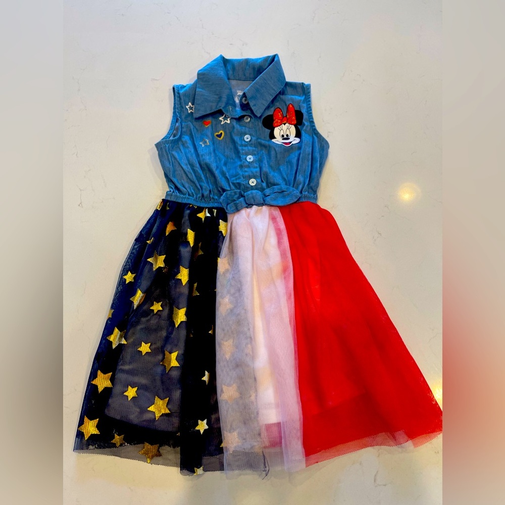 Disney 3t red white and blue tulle Mickey Mouse dress